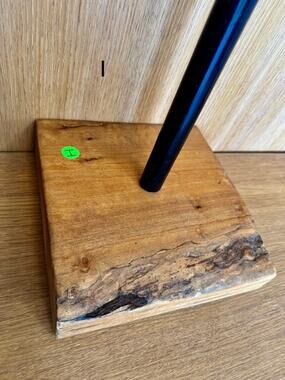 “I” Custom Steel & Wood Retail Display Stand LIVE edge– Adjustable Height
